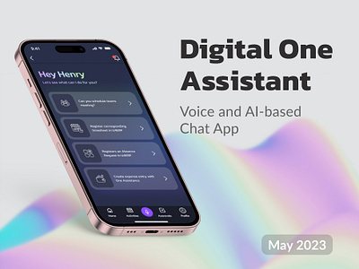 Voice And AI-based chat App ai automation ui branding chat application current trend dark ui data visualization digital assistant gradient graphic design modern design robot saas smart assistant smart business teams meeting timesheet ui unit4 voice