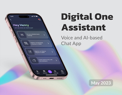 Voice And AI-based chat App ai automation ui branding chat application current trend dark ui data visualization digital assistant gradient graphic design modern design robot saas smart assistant smart business teams meeting timesheet ui unit4 voice