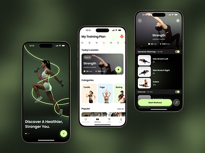 Fitness App activity coach concept design exersise fitness gradient gym health mobile app motivation neon sport tracker training ui ux wellness workout