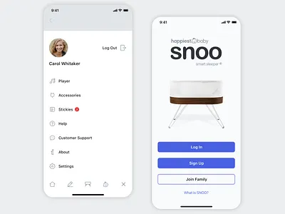 Happiest Baby Menu & Login Screens home screen ios app design login menu minimal mobile app design navigation ui design user experience user interface