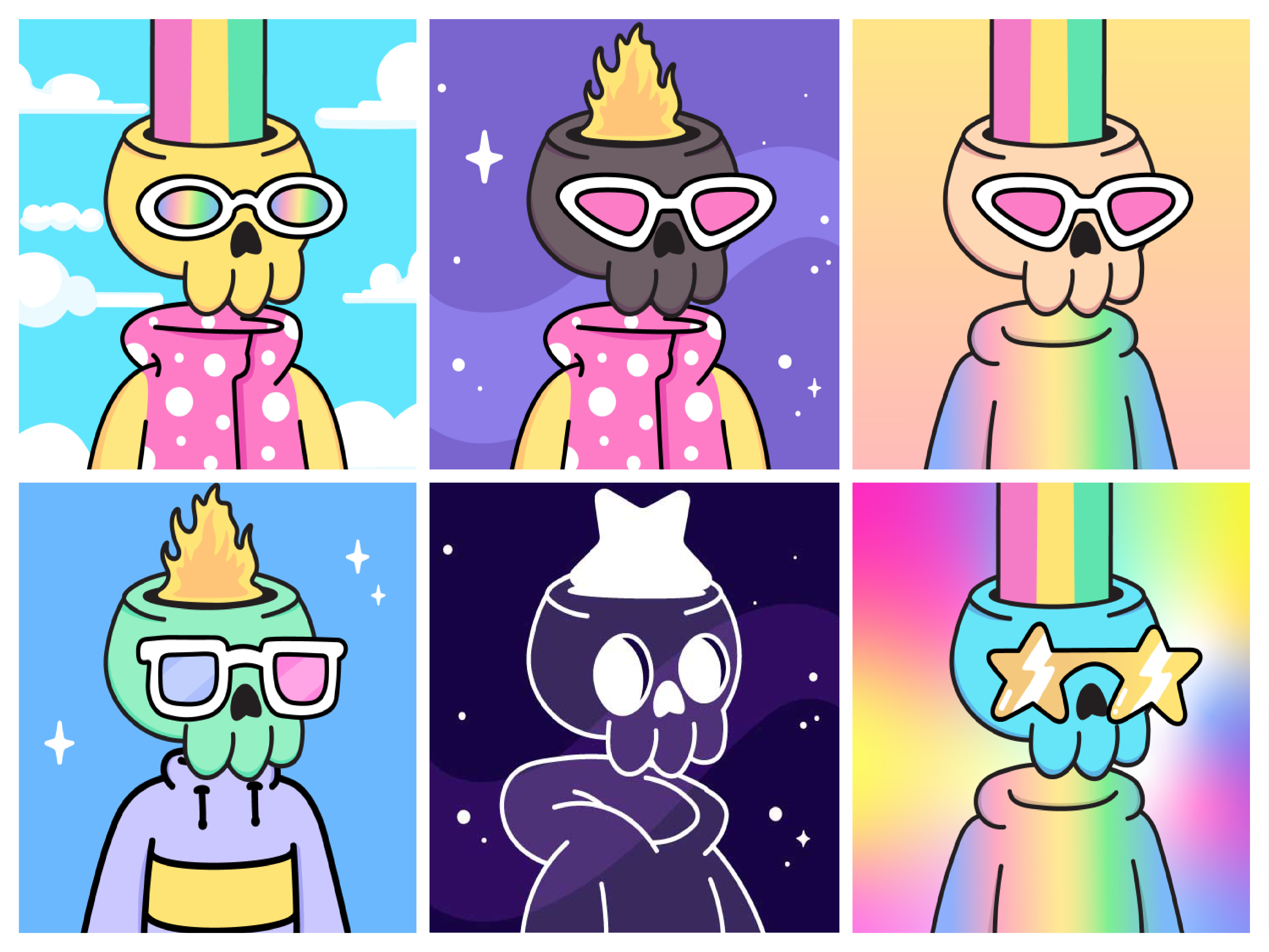Skull Doodles NFT 2d 2d doodle nft 2d nft 2d skull art cartoon character character design crypto art digital art doodle nft doodles graphic design illustration mascot nft nft art nft character skull art skull doodle skull nft