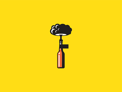 Pogon brewery bottle blast bomb boom branding bright cloud craft beer design geometry icon illustration label local logo mark minimalist nuclear package poster smoke