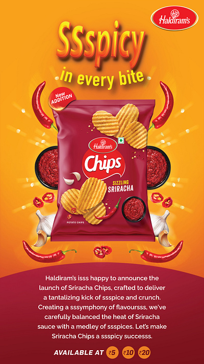 Haldiram's Spicy Chip's Range branding design visualisation