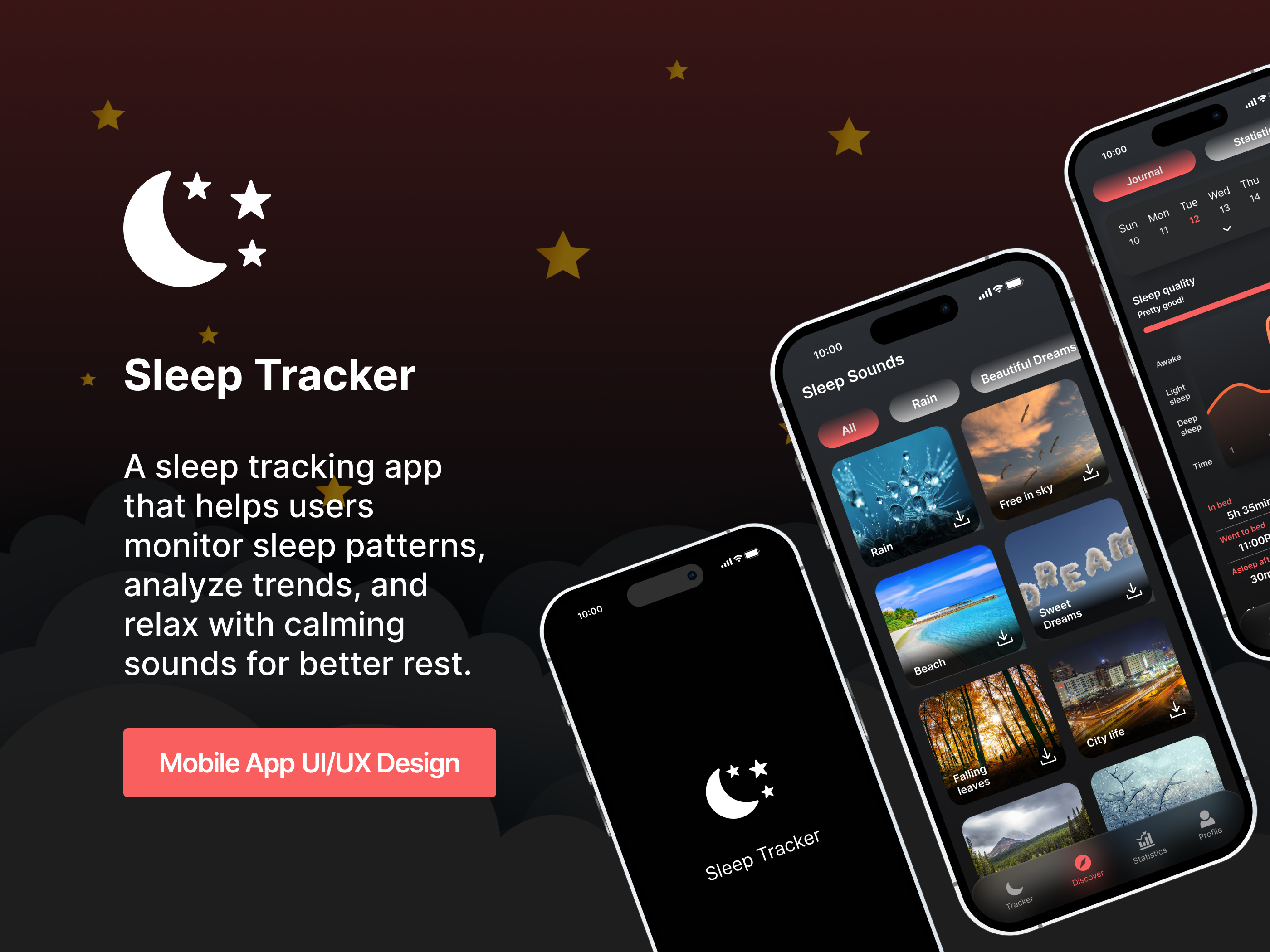 Sleep App Designs: Inspiring App UI Design for Sleep Trackers appdesign appui fitness tracker health tracker app sleep app designs sleep assistant sleep tracker sleep tracker app sleep tracker designs sleeping app tracker ui ux uiuxdesig