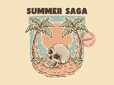 Summer Saga graphic design illustration retro skull summer summer vibe vector vintage vintage design