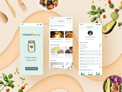 Virtual pantry app design app design food interface logo sustainability ui zero waste