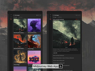 File explorer side bar for Midjourney web app design midjourney product design ui ux