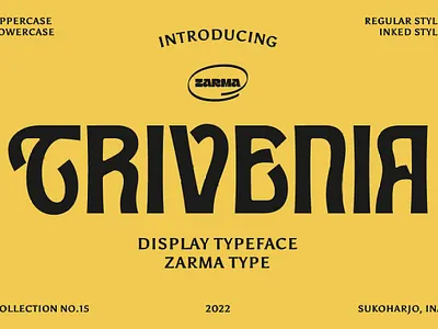 Trivenia - Display Font 60s font hipster hipster font logo font logotype modern font modern sans serif modern typography psychedelic psychedelic font quirky font quirky letters quirky typeface retro ad retro font sans serif font trivenia display font unique font
