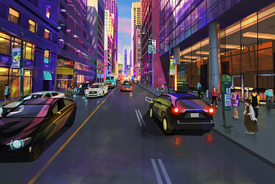 Streets of Toronto. Part II city colourful illustration lights print street toronto vector