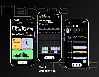 Calendar App app calendar design mobile app ui ux uxui web design