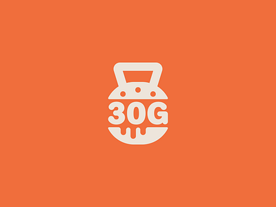30G / Logo bar bun burger cheese delivery fast food fitness food corner gym healthy food kettlebell logo logotype meal pizza ready meal restaurant spoon sport weight
