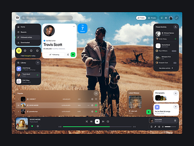 Spotify Redesign – Desktop App Concept app artist bento hero music spotify travis scott ui ui kit user experience user interface ux web