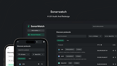 Sonar watch Ux audit and redesign crypto design ui web3