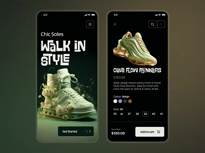 Chic Soles - Eccentric E-commerce App Concept 3dprinting ai appdesign branding brandstrategy ecommerce ios orizondesign shoedesign shoes ui ux