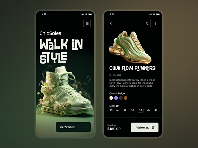Chic Soles - Eccentric E-commerce App Concept 3dprinting ai appdesign branding brandstrategy ecommerce ios orizondesign shoedesign shoes ui ux