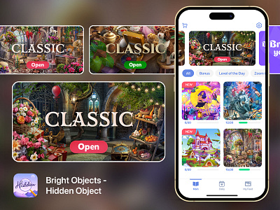 In App Banners - Category "Classic" for Bright Objects Game classic graphic design ui