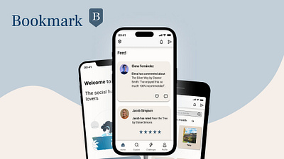 Bookmark - A Reading Platform app book books branding community design figma graphic design mobile platform reading social media social network ui ux