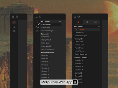 Midjourney web app navigation bar design midjourney product design ui