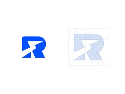 Electric R brand branding construction design electric electricity elegant graphic design grid illustration letter lightning logo logotype mark minimalism minimalistic modern r sign