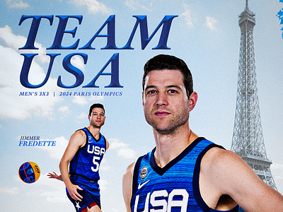 Jimmer Fredette Team USA 3x3 Announcement Graphic 2024 3 on 3 3x3 basketball byu france fredette game games graphic jimmer national olympic olympics paris sports sports design team united states usa