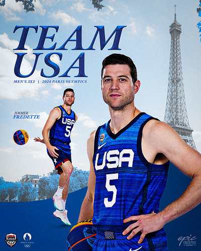 Jimmer Fredette Team USA 3x3 Announcement Graphic 2024 3 on 3 3x3 basketball byu france fredette game games graphic jimmer national olympic olympics paris sports sports design team united states usa