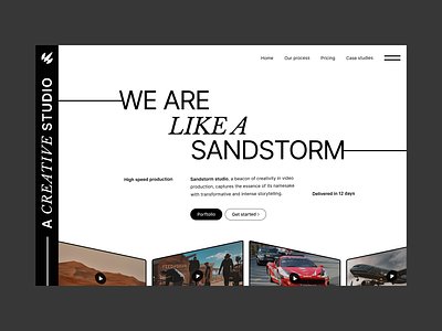 Sandstorm - A Creative Studio Website agency agency website design creative agency daily ui hero section landing page marketing modern studio ui ux video production web design website