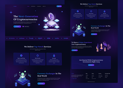 Cryptocurrency Landing Page Design cryptocurrency cryptocurrency landing page dark theme design figma landing page mockup portfolio preview ui user experience user interface ux website