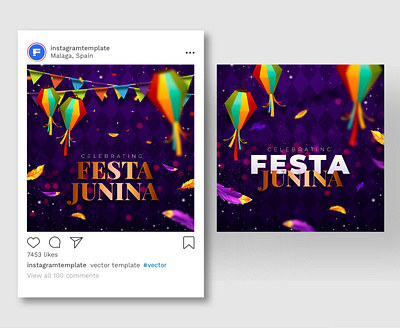 Festa Junina, June Celebration brazil celebration event festa junina festival graphic design ig post june lantern latin marketing mockup party poster print print media promotion realistic sao joao template