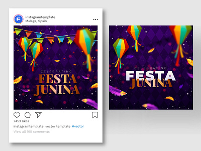 Festa Junina, June Celebration brazil celebration event festa junina festival graphic design ig post june lantern latin marketing mockup party poster print print media promotion realistic sao joao template