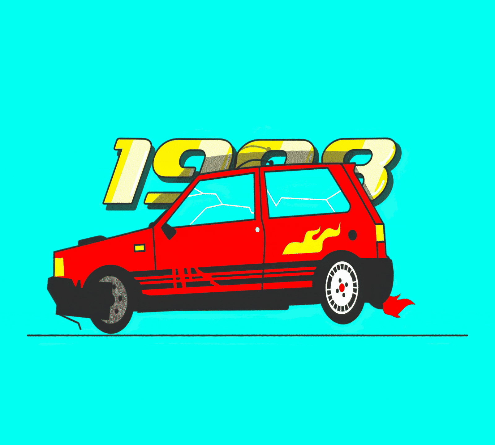 1998 🇮🇹 80s 90s animation bounce bouncy car cartoon cartoony design duik filippo marchetti flat italian italy limber motion graphics orange wedge orangewedge retro rubberhose