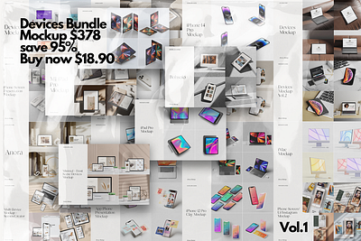 Devices Bundle Mockup $378 save 95% Buy now $18.90 bundle design device display mockup pack presentation showcase ui user interface