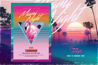 Miami Night 80's Synthwave Flyer miami night 80s synthwave flyer