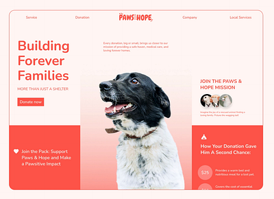 Dog Shelter - Website Design adoption animal animation design dog figma graphic design italy designer jitter landing motion graphics orange paws rescue shelter ui ui design web design webflow website