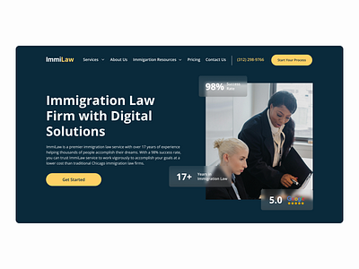 ImmiLaw Immigration Law Firm Website Landing Page Design Concept landing page law firm ui ux uxui web design