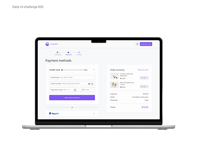 Daily UI challenge 002- Credit card checkout page challenge design ui ux