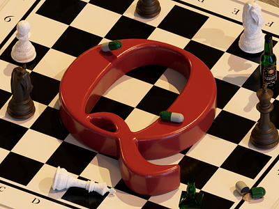 3D Alphabet | Timur Kumekov 3d alphabet cg chess cinema cinema4d film game illustration move movies queen rozov type visualisation wnbl