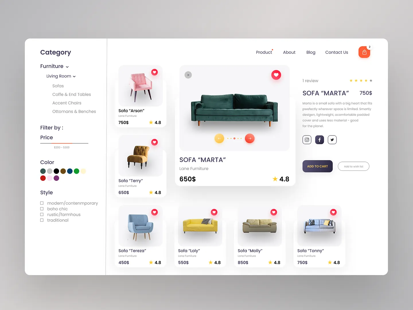 Modern Furniture Website Design for E-commerce