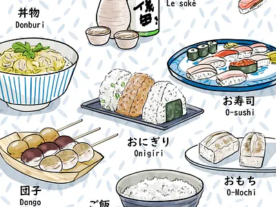 Japanese food bluekinoko food illustration japanese food magazine medias nathalie boyer print recipe