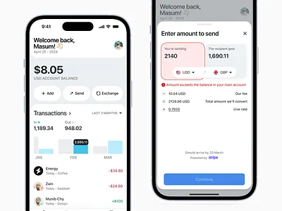 Wallet App Design - Fintech UI/UX banking app currency exchange digital wallet e wallet finance app fintech application fintech mobile app money transfer send money transactions ui ux wallet wallet app wallet ui wrong input