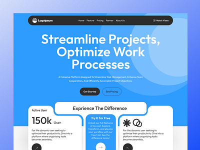 Streamlining Projects & Optimizing Workflows Landing Page UI clean landing page clean management minimal design project project management saas design ui ux design ui ux design web ui web design web design website design work