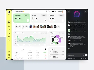 Rokkl - AI Banking Web Dashboard ai bank banking chat dashboard ui ux web web chat web ui website