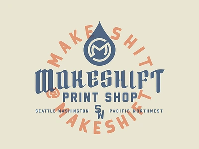 Makeshift Print Shop Overprint branding design graphic design identity illustration logo mark pnw print printshop screenprinter seattle