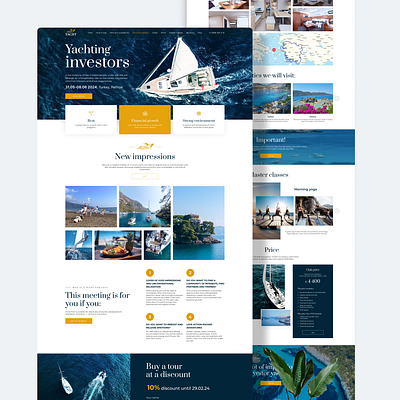 Landing page, Yachting investors animation design ui uiux веб дизайн веб сайт дизайн сайта сайт яхтинг