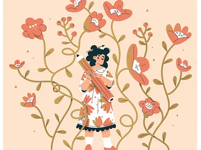 flower flowers girl pencil