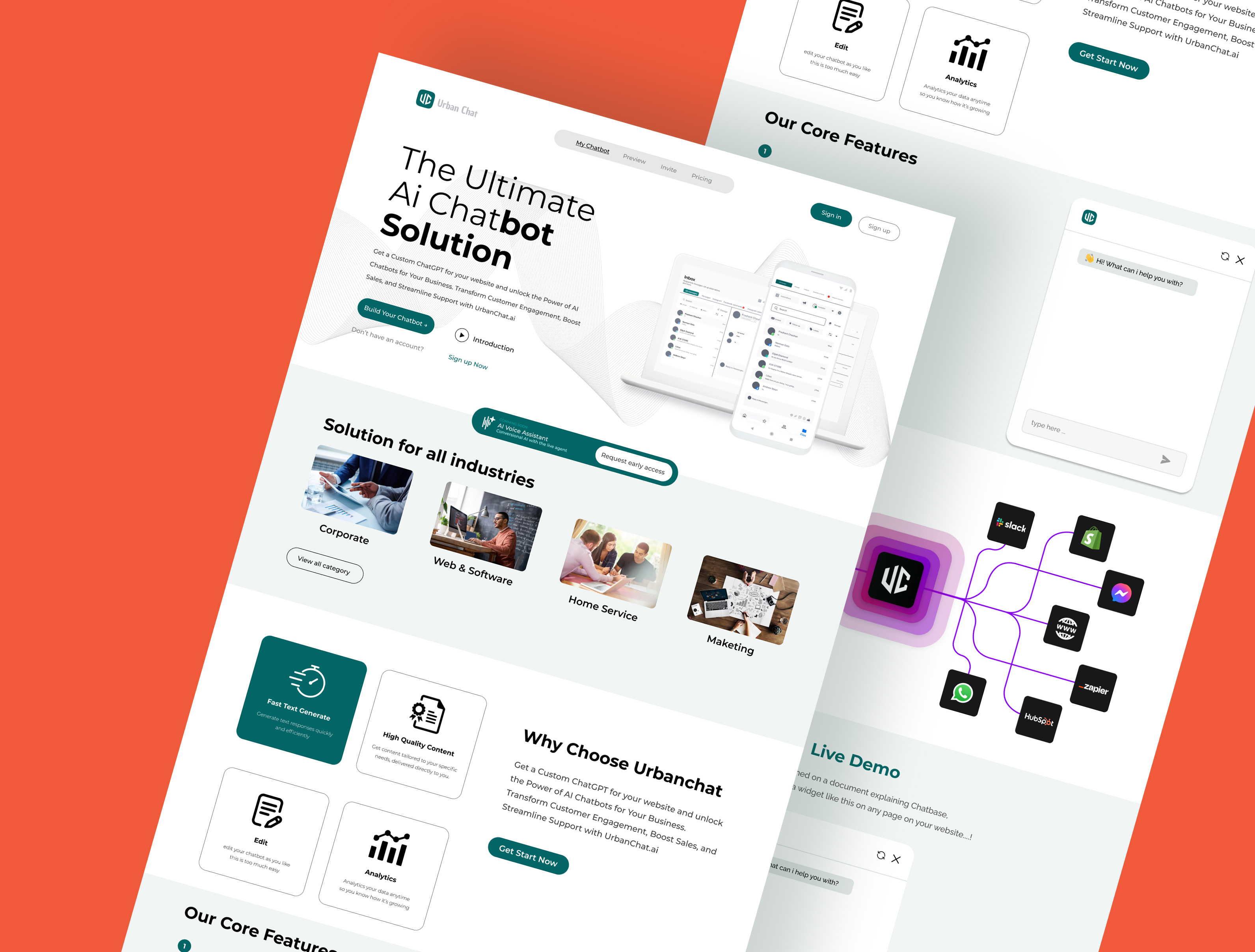 Urban chat Ui/Ux Landing Page Redesign graphic design landing page template ui web