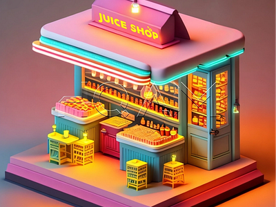 ShopView: Isometric Retail Landscapes 3d branding futuristic design graphic design illustration isometric isometric illustration shop storefront visual identity