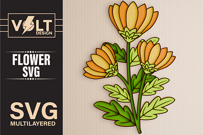 Flower 3d SVG Paper Laser Cutting 3d flower 3d svg cnc cut crafting idea diy craft flower laser cutting papercraft svg cutting svg design