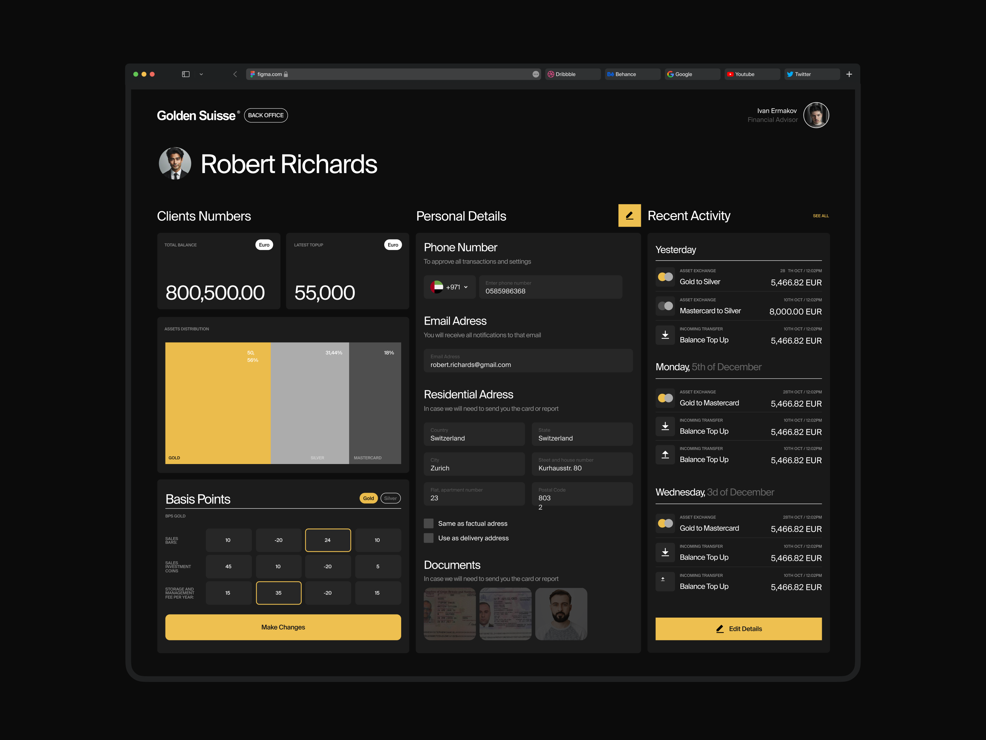 Example of Fintech Web App & Dashboard Design