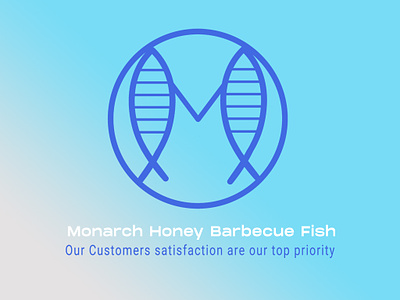 Monarch Honey Barbecue Fish | logo design barbecue barbecue logo design fish logo food logo logo logo design m logo