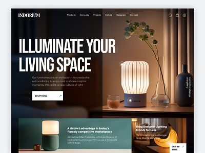 INDORIUM - Lighting Store E-commerce ecom ecommerce lamp landingpage lighting moderndesigns newdesign shopify store trenddesigns uiwebsite web web design website